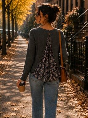Apt 9 Sweater with Chiffon Underlay
